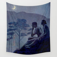 "Give me nights perfectly quiet...and I looking up at the stars" Leaves of Grass by Margaret Cook Wall Tapestry