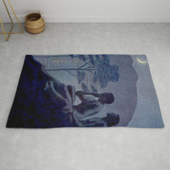 "Give me nights perfectly quiet...and I looking up at the stars" Leaves of Grass by Margaret Cook Rug