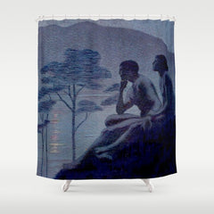 "Give me nights perfectly quiet...and I looking up at the stars" Leaves of Grass by Margaret Cook Shower Curtain