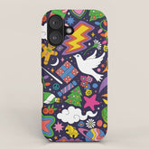 60s 70s psychedelic Modern Christmas Confetti Pattern iPhone Case