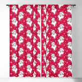 Tis The Season Retro Santa Red White Pattern Window Curtain