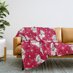 Tis The Season Retro Santa Red White Pattern Throw Blanket