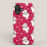 Tis The Season Retro Santa Red White Pattern iPhone Case