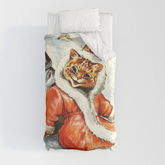 To Wish You A Merry Christmas' by Louis Wain Duvet Cover