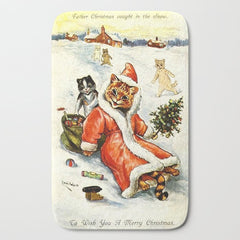 To Wish You A Merry Christmas' by Louis Wain Bath Mat