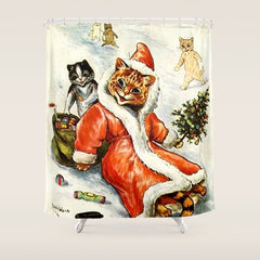 To Wish You A Merry Christmas' by Louis Wain Shower Curtain