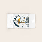 "Montana: Pants Are For Tourists" Funny Retro Cowboy Travel Art Bath Towel