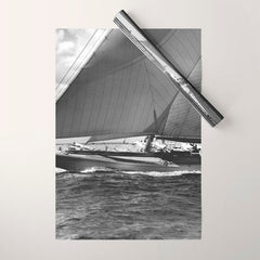 12-meter Sailing Yacht America's Cup Races nautical black and white photograph Wrapping Paper