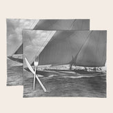12-meter Sailing Yacht America's Cup Races nautical black and white photograph Placemat