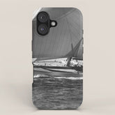 12-meter Sailing Yacht America's Cup Races nautical black and white photograph iPhone Case