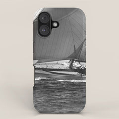 12-meter Sailing Yacht America's Cup Races nautical black and white photograph iPhone Case