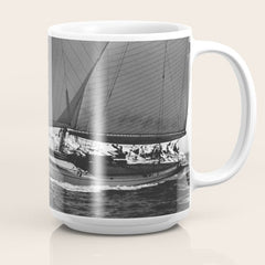 12-meter Sailing Yacht America's Cup Races nautical black and white photograph Coffee Mug