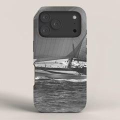 12-meter Sailing Yacht America's Cup Races nautical black and white photograph iPhone Case