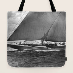 12-meter Sailing Yacht America's Cup Races nautical black and white photograph Tote Bag