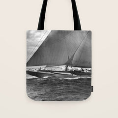 12-meter Sailing Yacht America's Cup Races nautical black and white photograph Tote Bag
