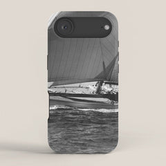 12-meter Sailing Yacht America's Cup Races nautical black and white photograph iPhone Case