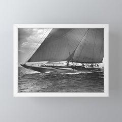 12-meter Sailing Yacht America's Cup Races nautical black and white photograph Mini Art Print