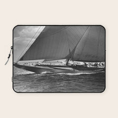 12-meter Sailing Yacht America's Cup Races nautical black and white photograph Laptop Sleeve