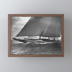 12-meter Sailing Yacht America's Cup Races nautical black and white photograph Mini Art Print