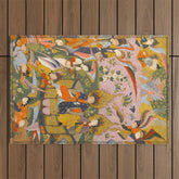 (Book of omens) Angels bow before Adam and Eve in Paradise Islamic Antique Art Outdoor Rug