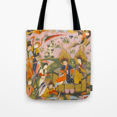 (Book of omens) Angels bow before Adam and Eve in Paradise Islamic Antique Art Tote Bag