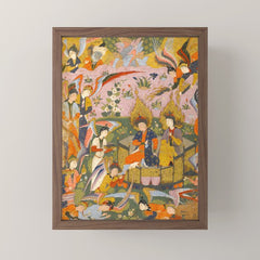 (Book of omens) Angels bow before Adam and Eve in Paradise Islamic Antique Art Mini Art Print