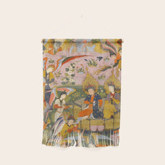 (Book of omens) Angels bow before Adam and Eve in Paradise Islamic Antique Art Wall Hanging