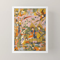 (Book of omens) Angels bow before Adam and Eve in Paradise Islamic Antique Art Mini Art Print
