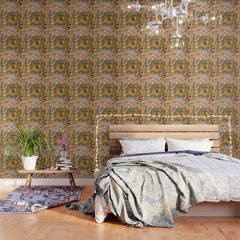 (Book of omens) Angels bow before Adam and Eve in Paradise Islamic Antique Art Wallpaper