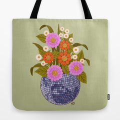 1970s Disco Ball Flower Pot Tote Bag