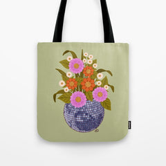 1970s Disco Ball Flower Pot Tote Bag