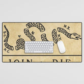 1776 "Join, or Die" Revolutionary War flag with 13 colonies, snake & no colors by Benjamin Franklin Desk Mat