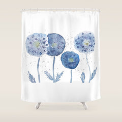 4 indigo abstract dandelion 2 Shower Curtain