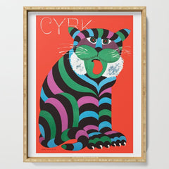 1975 CYRK Polish Circus Tiger Advertising Poster Serving Tray
