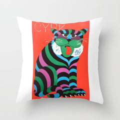 1975 CYRK Polish Circus Tiger Advertising Poster Throw Pillow