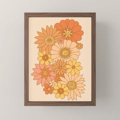 70s Retro Daisy Floral Mini Art Print