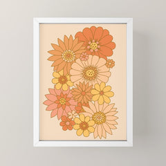70s Retro Daisy Floral Mini Art Print