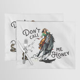 "Don't Call Me Honey" Cowgirl On Horseback Shooting a Rattlesnake Placemat