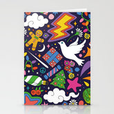 60s 70s psychedelic Modern Christmas Confetti Pattern Stationery Card
