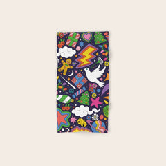 60s 70s psychedelic Modern Christmas Confetti Pattern Bath Towel