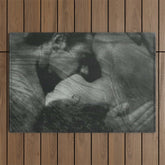 1912, The Kiss, Lovers black and white photography by Anne Brigmann Outdoor Rug
