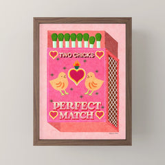 2 Chicks Perfect Match Vintage Matchbox Light Pink Palette Mini Art Print