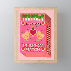 2 Chicks Perfect Match Vintage Matchbox Light Pink Palette Mini Art Print