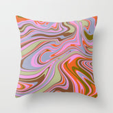 70s Psychedelic Swirl Throw Pillow
