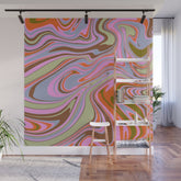 70s Psychedelic Swirl Wall Mural