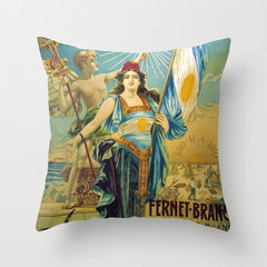 1910 Fernet Branca Liqueur Aperitif Advertisement Poster Print Throw Pillow