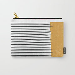 (White Background) Mid Century Modern Minimalist Rothko Inspired Color Field With Lines Geometric Style Carry All Pouch