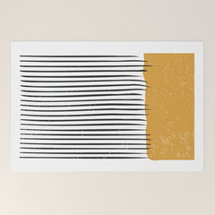 (White Background) Mid Century Modern Minimalist Rothko Inspired Color Field With Lines Geometric Style Welcome Mat