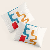 Falling Down' Paper Collage Fun Colorful Shapes Mid Century Minimal Abstract Art by Ejaaz Haniff Pillow Sham