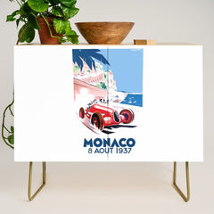 1937 MONACO Grand Prix Racing Poster Credenza